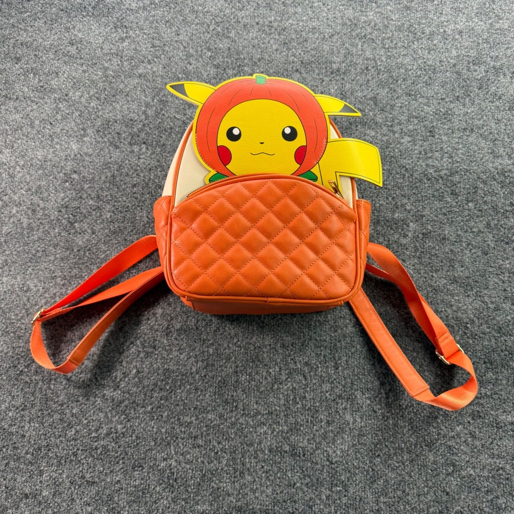 Pokemon Pikachu Pumpkin Mini Backpack Halloween Quilted Orange Bioworld Small OS